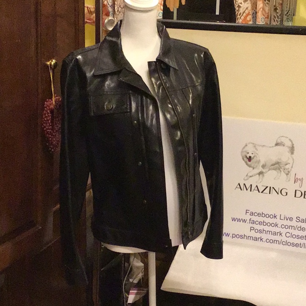 Moschino faux leather jacket, riveted heart back
